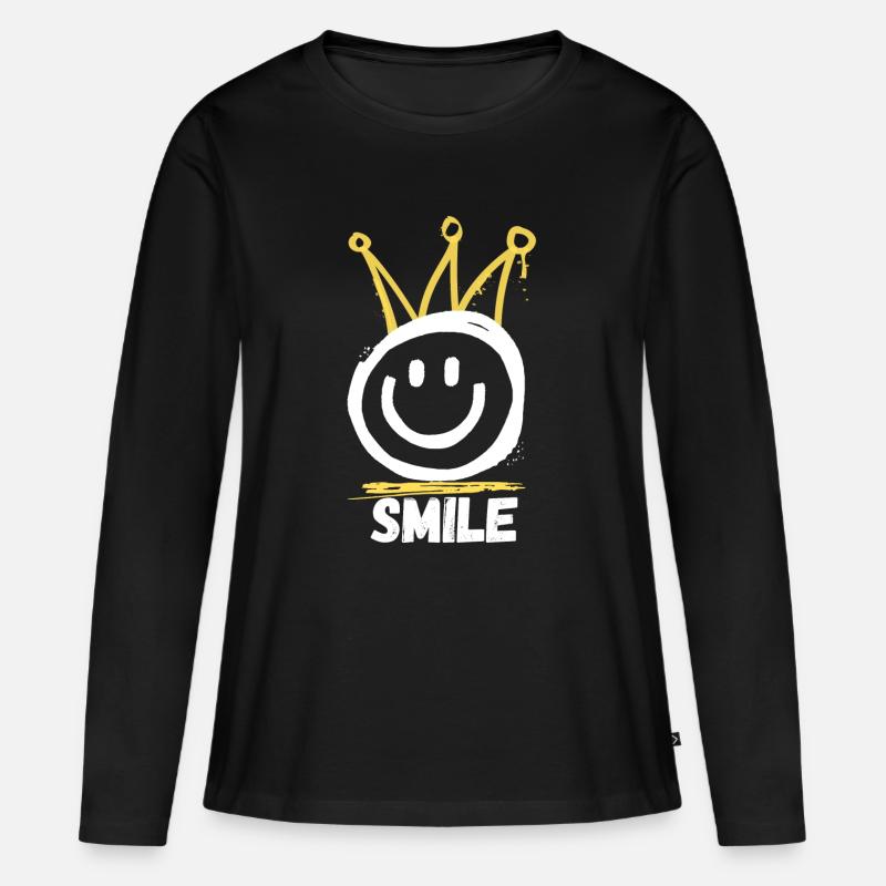 Smile Graffiti - Frauen Premium Bio Langarmshirt - Schwarz