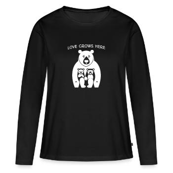 Hier wächst die Liebe - Bärenfamilie - Frauen Premium Bio Langarmshirt - Schwarz - Vorne - Julia (174cm)