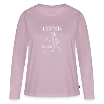 Le tennis, c’est la vie des filles, des joueuses et des fans - T-shirt manches longues Premium bio Femme - rose poudré - Devant - Julia (174cm)