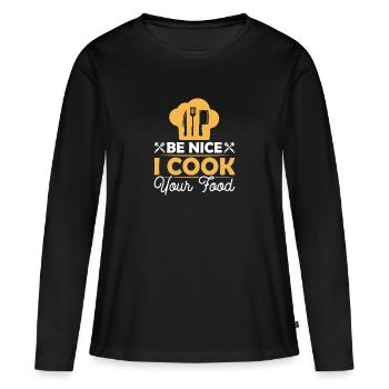 Chef Chef Gastronomie - T-shirt manches longues Premium bio Femme - noir - Devant - Julia (174cm)