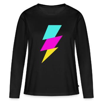 Abstrakter Strahl in Neonfarben - Frauen Premium Bio Langarmshirt - Schwarz - Vorne - Julia (174cm)