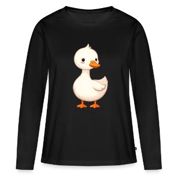 Gans - Frauen Premium Bio Langarmshirt - Schwarz - Vorne - Julia (174cm)