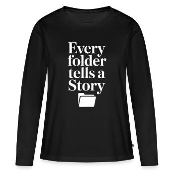 Chaque dossier raconte une histoire - T-shirt manches longues Premium bio Femme - noir - Devant - Julia (174cm)