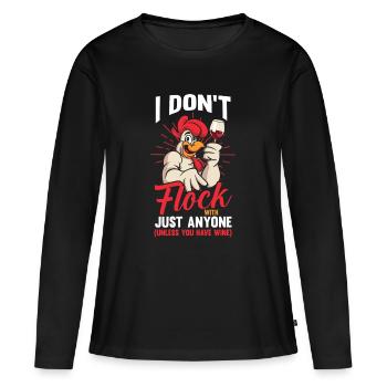 Fermier Coq, Volaille, Vin, Poulet - T-shirt manches longues Premium bio Femme - noir - Devant - Julia (174cm)