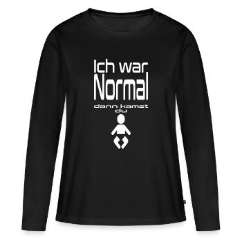 Ich war Normal dann kamst du - Baby Symbol - Frauen Premium Bio Langarmshirt - Schwarz - Vorne - Julia (174cm)