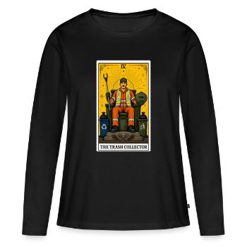 Rambeau-poubelle | Profession de Vente Tarot - T-shirt manches longues Premium bio Femme - noir - Devant - Julia (174cm)