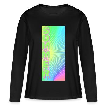Rayons de soleil d’été néon - T-shirt manches longues Premium bio Femme - noir - Devant - Julia (174cm)