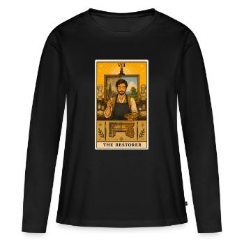 Restaurateur | Restauration d’art Tarot - T-shirt manches longues Premium bio Femme - noir - Devant - Julia (174cm)