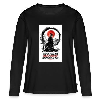 Samouraï Zen : Contrôle ton esprit - T-shirt manches longues Premium bio Femme - noir - Devant - Julia (174cm)