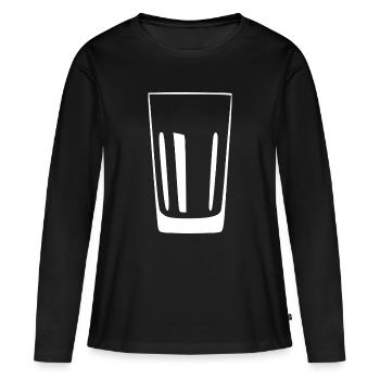 Cadeau gastronomique en verre pour les verres Long Drinks - T-shirt manches longues Premium bio Femme - noir - Devant - Julia (174cm)