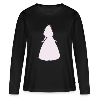 Prinzessin Silhouette im Flieder - Frauen Premium Bio Langarmshirt - Schwarz - Vorne - Julia (174cm)