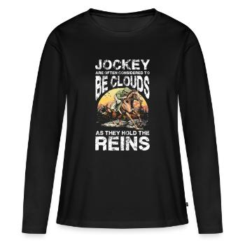  Jockey Are Often Considered To Be Clouds As They - Frauen Premium Bio Langarmshirt - Schwarz - Vorne - Julia (174cm)