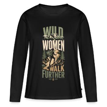 Femmes randonneuses - T-shirt manches longues Premium bio Femme - noir - Devant - Julia (174cm)