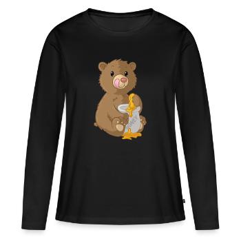 Cute cartoon bear - Women's Premium Organic Long Sleeve Shirt - black - Front - Julia (174cm)