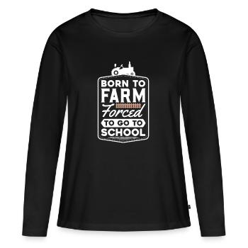 Né à la ferme forcé d'aller à l'école - T-shirt manches longues Premium bio Femme - noir - Devant - Julia (174cm)
