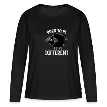 Né pour être différent. Mouton noir - T-shirt manches longues Premium bio Femme - noir - Devant - Julia (174cm)