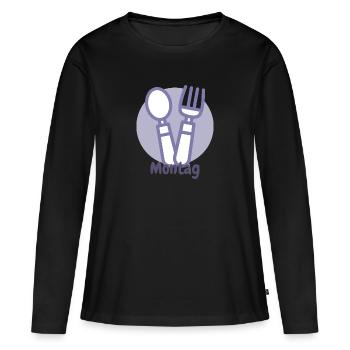 Lundi - T-shirt manches longues Premium bio Femme - noir - Devant - Julia (174cm)