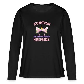 Accounticorn comme un comptable normal Cadeaux - T-shirt manches longues Premium bio Femme - noir - Devant - Julia (174cm)