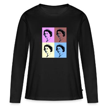 Elizabeth II portrait quatre - cadeau - t-shirt - T-shirt manches longues Premium bio Femme - noir - Devant - Julia (174cm)