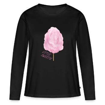Barbe à papa rose sur l’agitation - T-shirt manches longues Premium bio Femme - noir - Devant - Julia (174cm)