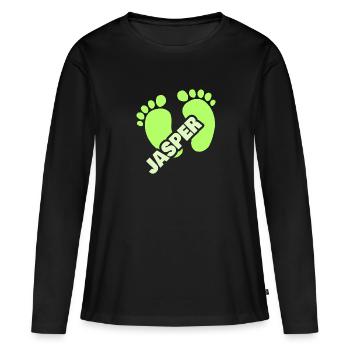 Fußabdruck Jasper - Frauen Premium Bio Langarmshirt - Schwarz - Vorne - Julia (174cm)