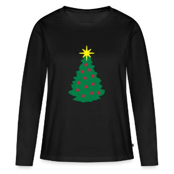 Weihnachtsbaum - Frauen Premium Bio Langarmshirt - Schwarz - Vorne - Julia (174cm)