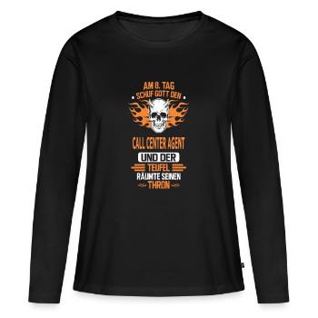 CALL CENTER AGENT - Frauen Premium Bio Langarmshirt - Schwarz - Vorne - Julia (174cm)