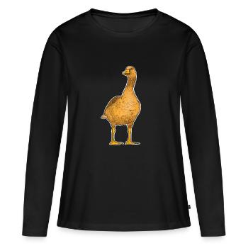 Oie orange - T-shirt manches longues Premium bio Femme - noir - Devant - Julia (174cm)
