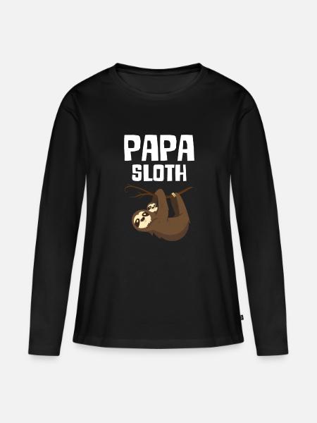 Papa Sloth - Frauen Premium Bio Langarmshirt - Schwarz