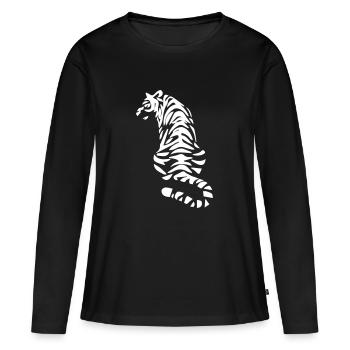 tiger - Frauen Premium Bio Langarmshirt - Schwarz - Vorne - Julia (174cm)