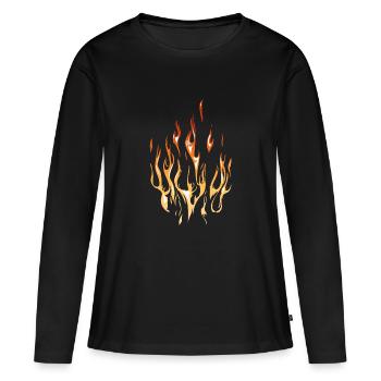 flamme feu flame - T-shirt manches longues Premium bio Femme - noir - Devant - Julia (174cm)