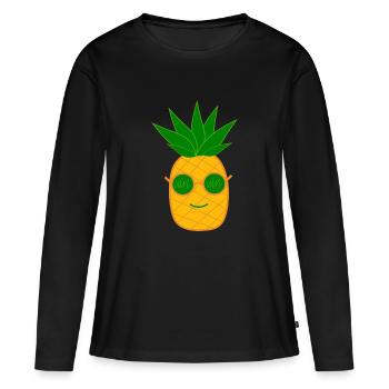 Ananas Kawaii Fruits Kawaii Fruits Kawaii - T-shirt manches longues Premium bio Femme - noir - Devant - Julia (174cm)