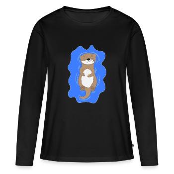 Loutre fumante - T-shirt manches longues Premium bio Femme - noir - Devant - Julia (174cm)