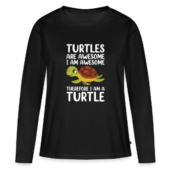 Drôle de tortue de mer Tortue de mer Eau de mer - T-shirt manches longues Premium bio Femme - noir - Devant - Julia (174cm)