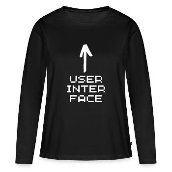Interface utilisateur blanc - T-shirt manches longues Premium bio Femme - noir - Devant - Julia (174cm)