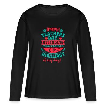 JOYEUSE JOURNÉE DES ENSEIGNANTS ASSISTER À VOS COURS EST LE - T-shirt manches longues Premium bio Femme - noir - Devant - Julia (174cm)