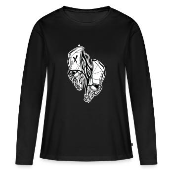 Geteilter Schädel // Illustration - Frauen Premium Bio Langarmshirt - Schwarz - Vorne - Julia (174cm)