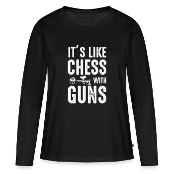 Paintball Airsoft - T-shirt manches longues Premium bio Femme - noir - Devant - Julia (174cm)