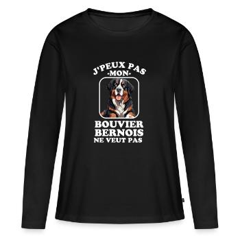 Chien de race bouvier bernois chien doux - T-shirt manches longues Premium bio Femme - noir - Devant - Julia (174cm)