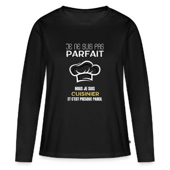 Ich bin nicht perfekt, aber ich bin ein Koch - Frauen Premium Bio Langarmshirt - Schwarz - Vorne - Julia (174cm)
