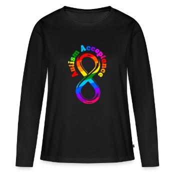 Not Less Autism Acceptance - Women's Premium Organic Long Sleeve Shirt - black - Front - Julia (174cm)