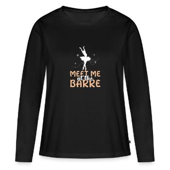 Meet Me At The Barre Ballet Dancer Dancing School - Frauen Premium Bio Langarmshirt - Schwarz - Vorne - Julia (174cm)