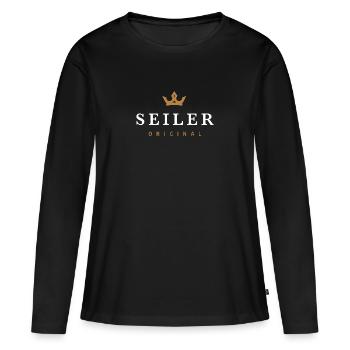Seiler Original Familienlogo - Frauen Premium Bio Langarmshirt - Schwarz - Vorne - Julia (174cm)