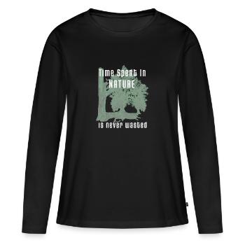 Eucalyptus, passer du temps dans la nature - T-shirt manches longues Premium bio Femme - noir - Devant - Julia (174cm)