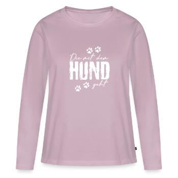 Cela va avec le chien - T-shirt manches longues Premium bio Femme - rose poudré - Devant - Julia (174cm)