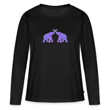 Wonderful Dot Work - Two ELEPHANTS 1 - Women's Premium Organic Long Sleeve Shirt - black - Front - Julia (174cm)