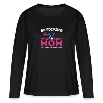 Fallschirmspringen Mama Skydiving Base Jumping - Frauen Premium Bio Langarmshirt - Schwarz - Vorne - Julia (174cm)