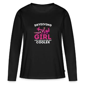 Fallschirmspringen Skydiving Girl Base Jumping - Frauen Premium Bio Langarmshirt - Schwarz - Vorne - Julia (174cm)