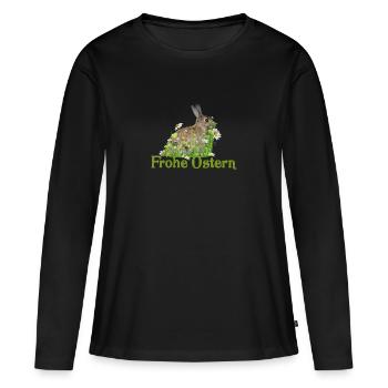 Joyeuses Pâques - T-shirt manches longues Premium bio Femme - noir - Devant - Julia (174cm)
