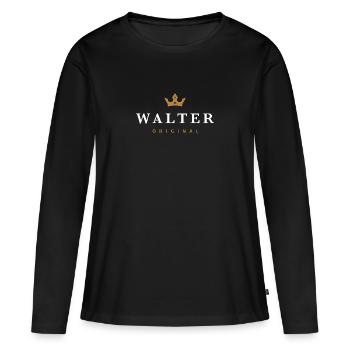 Logo de la famille Walter Original - T-shirt manches longues Premium bio Femme - noir - Devant - Julia (174cm)